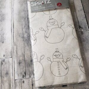 NWT - Spritz Color-In Snowman Table Cover 54"x84"